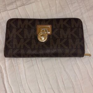 Michael Kors Brown Wallet with Gold Accents